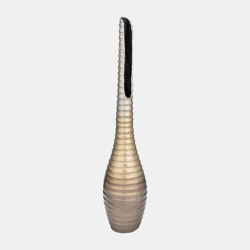 17497-02#Metal,26",shell Elongated Vase,gold