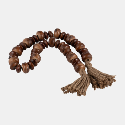 17511-03#Wood, 32x1.25 Flat Beads Garland, Natural