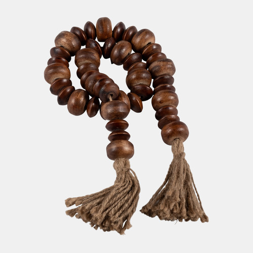17511-03#Wood, 32x1.25 Flat Beads Garland, Natural