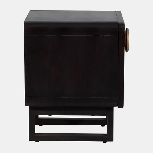 17554-02#Wood, 16"l Modern Night Stand, Black