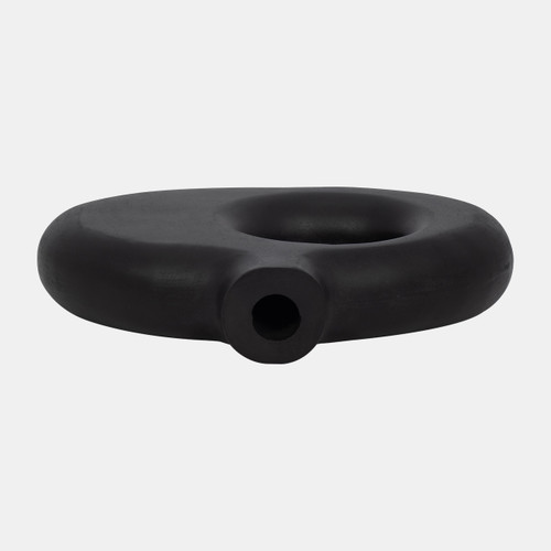 17558-02#Wood, 10x7"h Cut-out Vase, Black