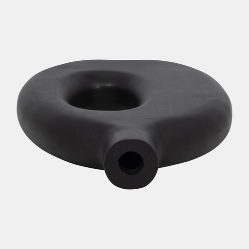 17558-03#Wood, 14"h Cut-out Vase, Black