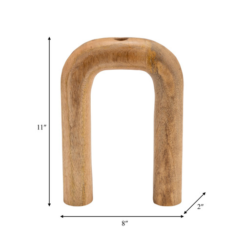 17559-03#Wood, 11"h Horseshoe Vase, Brown