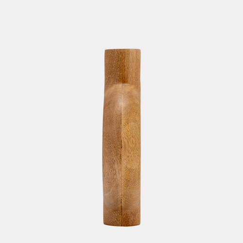 17560-01#Wood, 10"h Donut Shaped Vase, Brown
