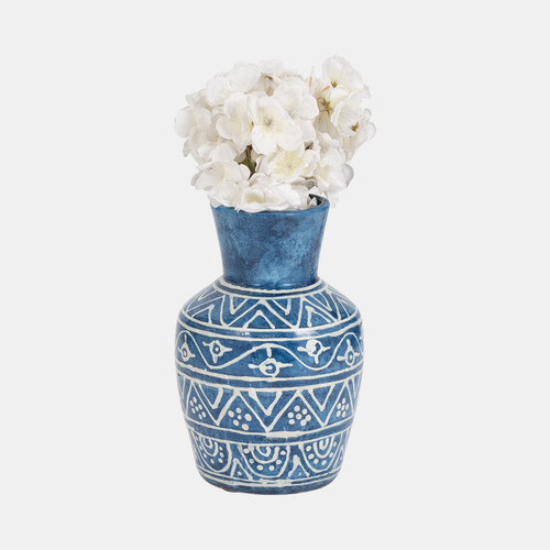 17543-03#Terracotta,10"h Vase, Blue