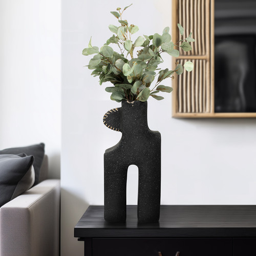 17547-03#Ecomix, 21"h Abstract Vase, Black