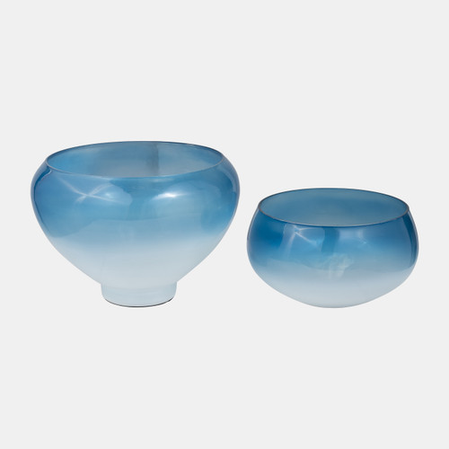 17567#Glass, S/2 10/14" Decorative Bowls, Blue