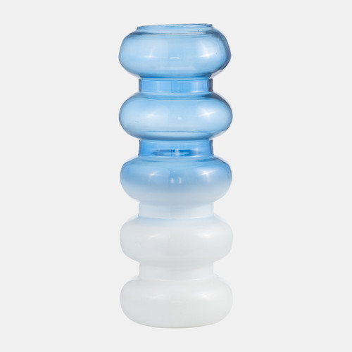 17568-02#Glass, 17"h Accordion Vase, Blue