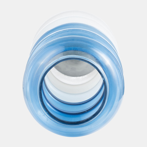 17568-02#Glass, 17"h Accordion Vase, Blue