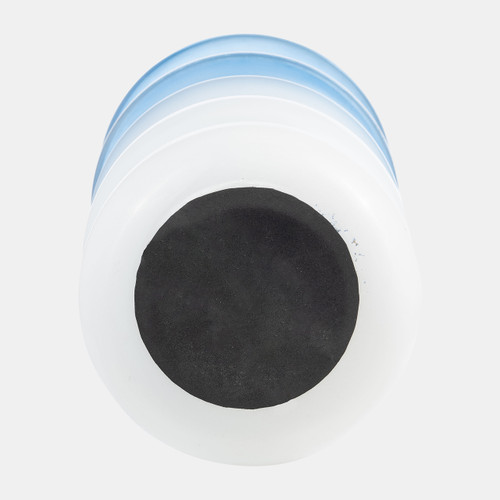 17568-02#Glass, 17"h Accordion Vase, Blue