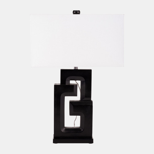 50725#Wood, 27"h Geometric Lamp, Black