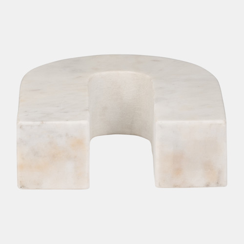 17596-01#Marble, 7"h Horseshoe Tabletop Deco, White