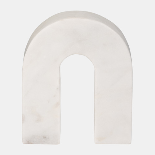 17596-02#Marble, 6"h Horseshoe Tabletop Deco, White