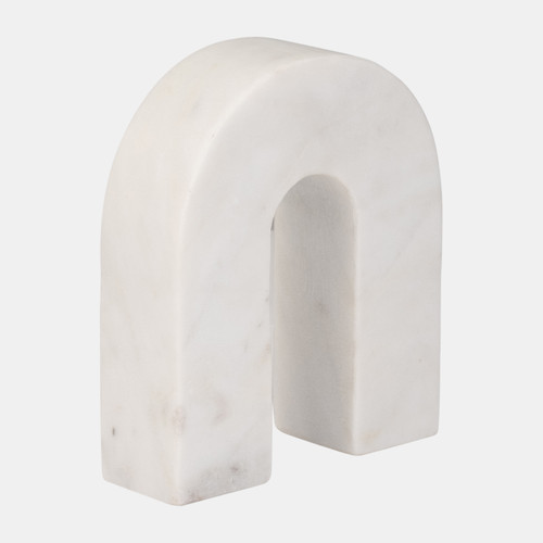 17596-02#Marble, 6"h Horseshoe Tabletop Deco, White