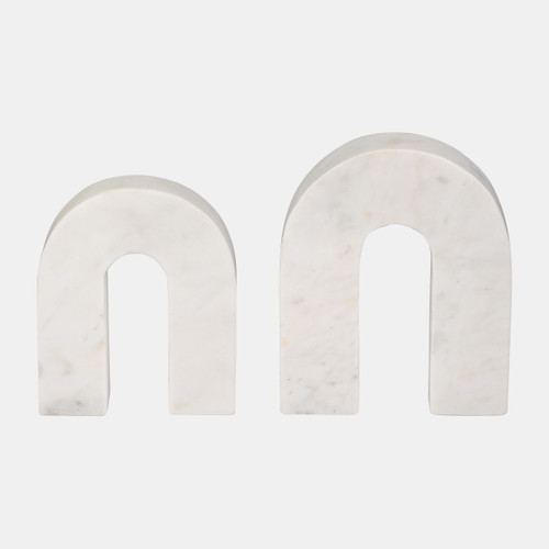 17596-02#Marble, 6"h Horseshoe Tabletop Deco, White