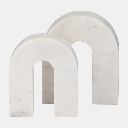 17596-02#Marble, 6"h Horseshoe Tabletop Deco, White