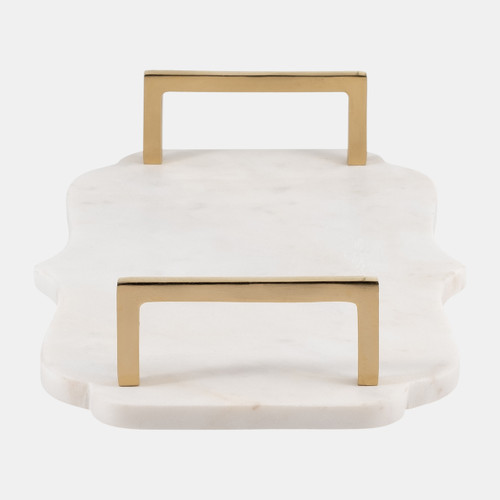 17598#Marble, S/2 15/18"l Accent Trays, White