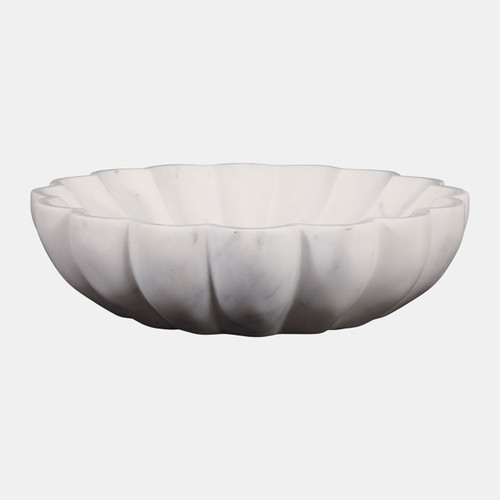 17599#Marble, 12"d Shell Shaped Bowl, White