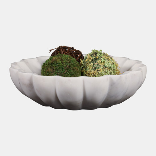 17599#Marble, 12"d Shell Shaped Bowl, White