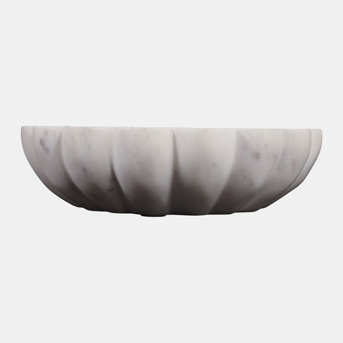 17599#Marble, 12"d Shell Shaped Bowl, White