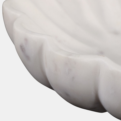 17599#Marble, 12"d Shell Shaped Bowl, White