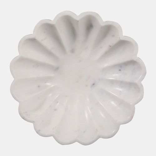 17599#Marble, 12"d Shell Shaped Bowl, White