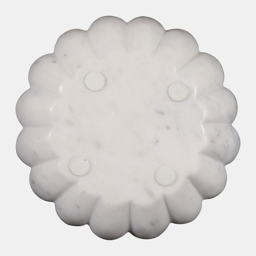 17599#Marble, 12"d Shell Shaped Bowl, White
