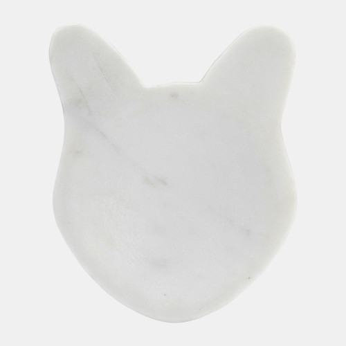 17602-02#Marble, 6" Cat Tray, White