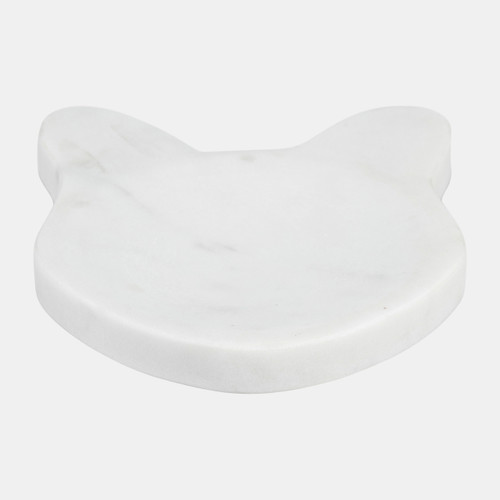 17602-02#Marble, 6" Cat Tray, White