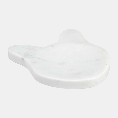 17602-02#Marble, 6" Cat Tray, White