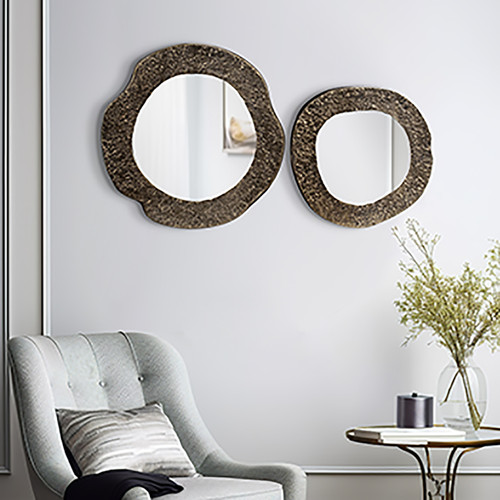 17611#Metal, S/2 15/20" Textured Mirrors, Silver