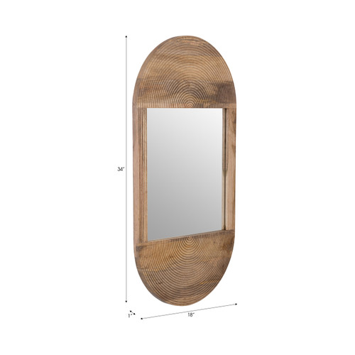 17612#Wood, 34"lx18"w Oval Mirror, Brown