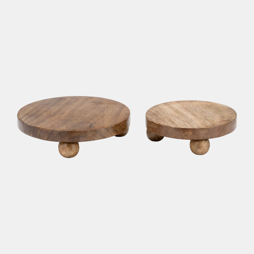 17635-02#Wood, S/2 8/10"d  Round Risers, Natural