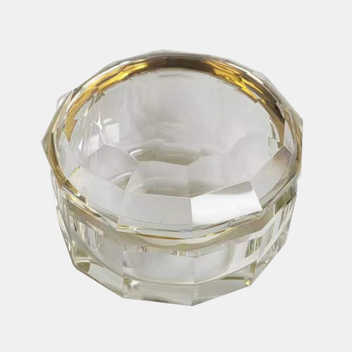 17637-02#Glass, 4"d Trinket Box, Clear