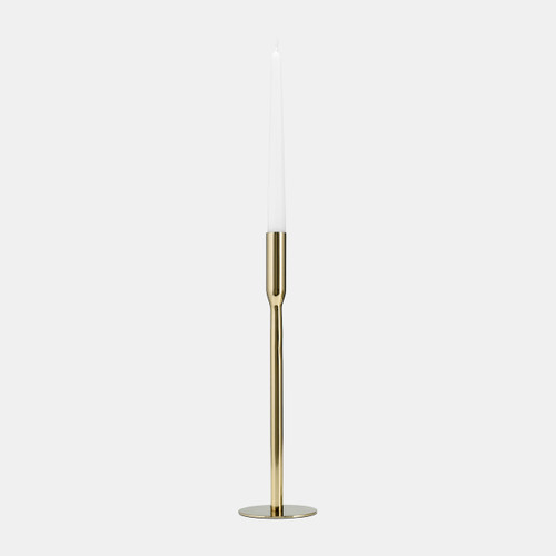 17659-03#Metal, 14"h Taper Candle Holder, Gold
