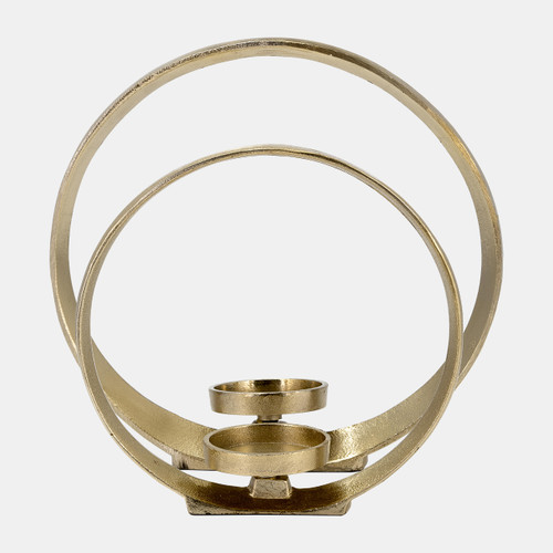 17731#Metal,s/2 10/13"h, Ring Shape Candle Holder,gold