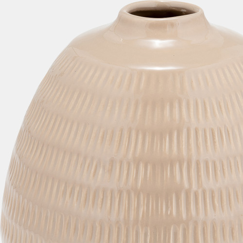 17415-02#Cer,7",stripe Oval Vase,irish Cream