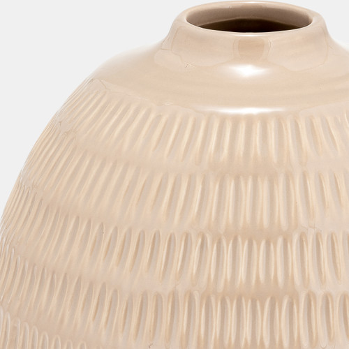 17416-02#Cer,6",stripe Oval Vase,irish Cream