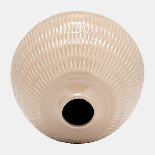 17416-02#Cer,6",stripe Oval Vase,irish Cream