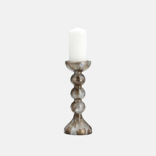 17453-04#Glass, 13"h, Bubbly Candle Holder, Brown