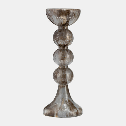 17453-06#Glass, 18"h, Bubbly Candle Holder, Brown