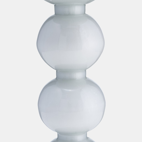 17453-08#Glass, 15"h, Bubbly Candle Holder, Wht Enam