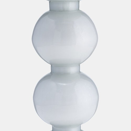 17453-09#Glass, 18"h,  Bubbly Candle Holder, Wht Enam