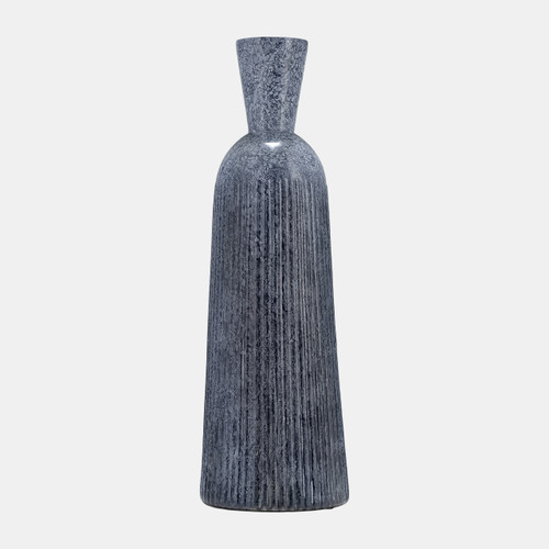 17714-02#20", Grooved Glass Vase, Blue