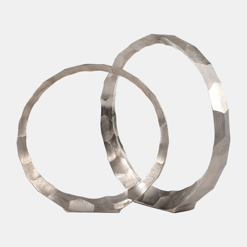 17751-02#Metal, S/2, 14/17" Hammered Decorative Rings, Slvr