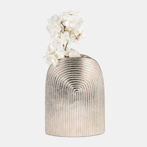 17754-01#Metal, 11" Arch Vase, Silver