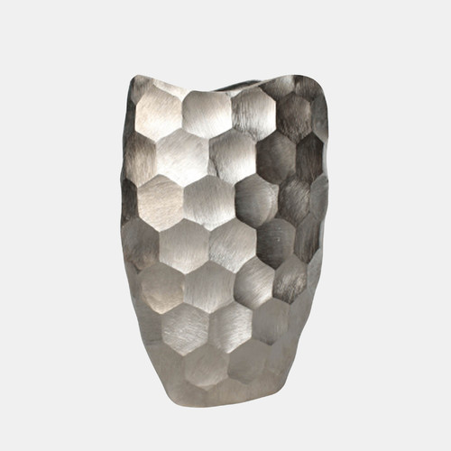 17756-01#Metal, 20" Honeycomb Vase, Siver