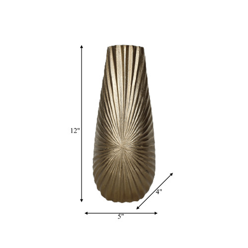 17757-01#Metal, 12" Burst Vase, Champagne