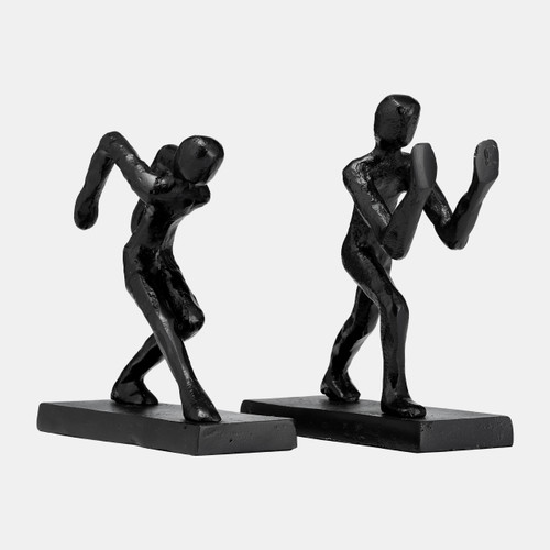 17741#Metal,s/2 9"h, Push Hold Figures Bookends,black
