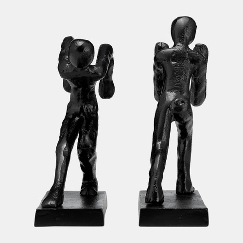 17741#Metal,s/2 9"h, Push Hold Figures Bookends,black